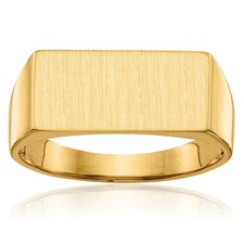 14K Solid Yellow Gold Mens Custom Engraved Signet Ring