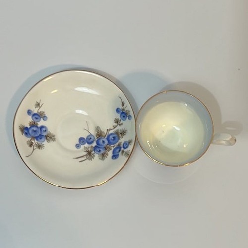Royal Crown Demitasse Bone China Cup and Saucer Blue and Gray Floral - Picture 7 of 7