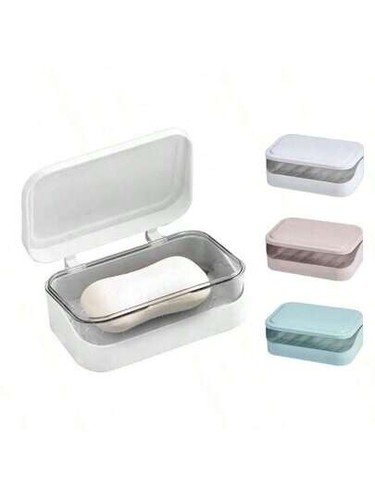 Soap Box with Removable Drainer and Lid Soap Case Container Holder Tray - Picture 3 of 6