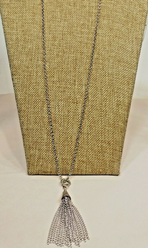 A12) Collana con nappa in argento sterling rodiato Cristina V - Nuova 28" - Foto 9 di 13