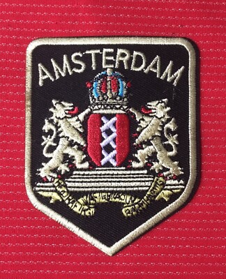 AMSTERDAM NIEDERLANDE NIEDERLÄNDISCH HOLLAND FLAGGE ABZEICHEN BÜGELN AUFNÄHEN PATCH WAPPEN SCHILD