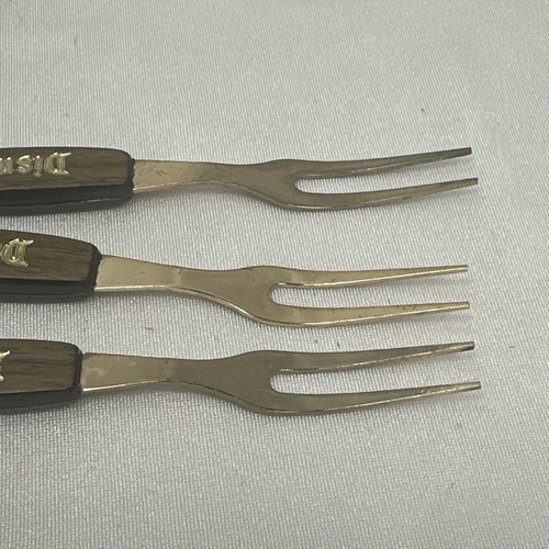 Walt Disney Productions Bronze Plated Mini Forks Disneyland Set 6 Six w/ Box - Picture 9 of 13