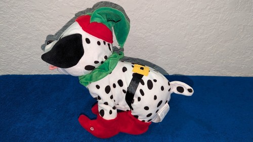 GEMMY Animated Singing Christmas Dalmatian Santa Dog 9” Plush Sings & Sits Up - Bild 2 von 6