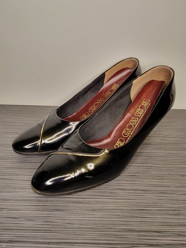 Vintage Red Cross Black Heels Shoes Size 7 - Picture 2 of 12