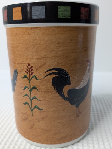 Utensil Container Warren Kimble Sakura Country Quartet Roosters Vintage Heavy - Picture 6 of 8