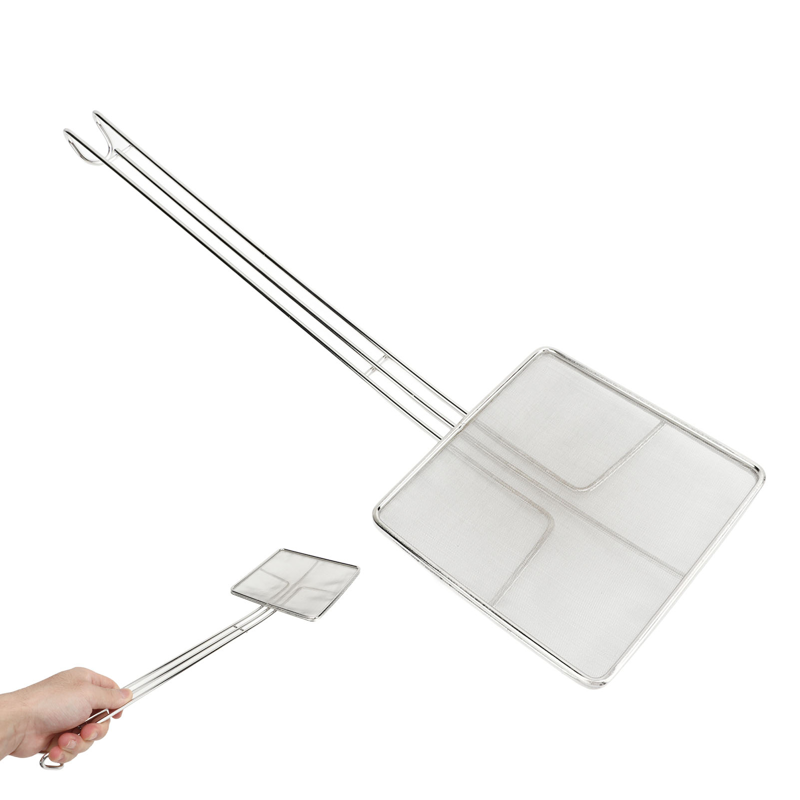 MNS Fine Mesh Stainless Steel Square Strainer Skimmer Ladle JY-image