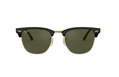 Ray-Ban Clubmaster RB3016 W0365 Black Gold Frame Green Lenses 51 mm Sunglasses  - Picture 2 of 7