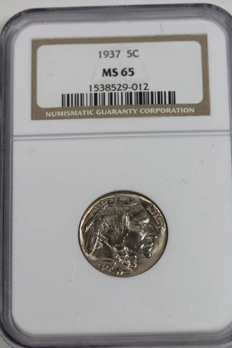 1937 Buffalo Nickel : NGC MS65 Blazing White
