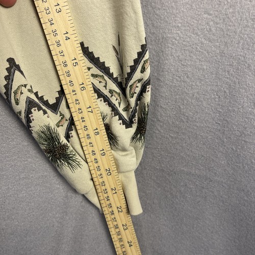 Vtg 90s Sweater Men’s XL Alaska Nature Native Long Sleeve Pullover Pockets - Picture 13 of 14