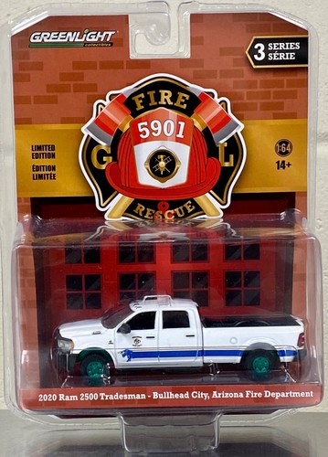 GREENLIGHT 2020 DODGE RAM 2500 PICKUP TRUCK ARIZONA FIRE GREEN MACHINE CHASE MIP - Picture 5 of 6