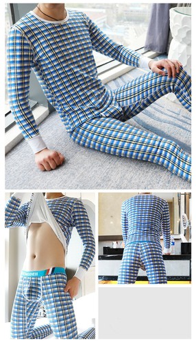 Herren Thermo Unterwäsche Sets Vlies warm Unterhemden kariert bedruckte Unterhose - Bild 9 von 16