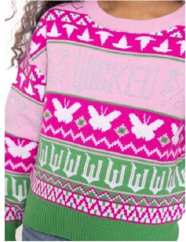 Wicked the Movie NEW♈Girls Knit Sweater size M (7-8)~Pink/green/white - Picture 7 of 7
