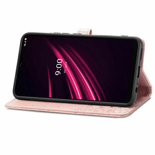 Funda protectora de cuero con soporte de cuero con soporte para teléfono para T-Mobile REVVL V+ Plus 5G con flores - Imagen 5 de 13