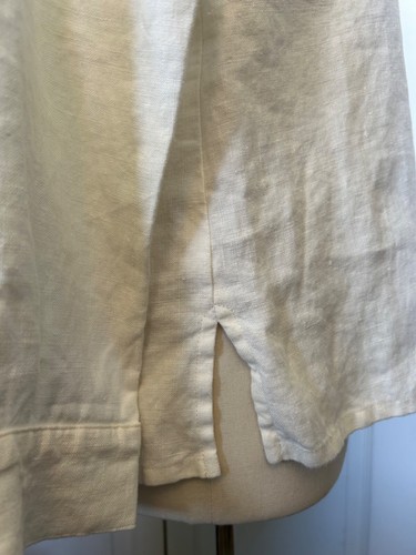 Camicia blusa Eileen Fisher 100% lino panna manica lunga con bottoni colletto XS - Foto 4 di 11