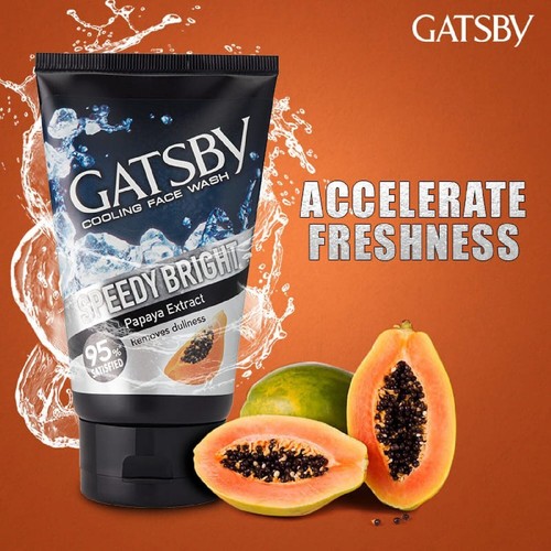 Gatsby Cooling Face Wash - Clear Whitening, Contains Papaya & Yam Bean Extracts