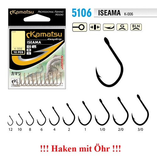 KAMATSU K-006 ISEAMA / KARPFENHAKEN ANGELHAKEN LOSE, HAKEN MIT ÖHR / PLÄTTCHEN - Bild 14 von 15