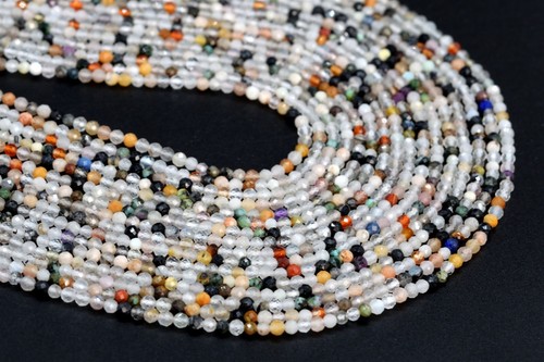 2 mm Echte Natürliche Gemischte Stein Perlen Klasse A Facettiert Rund Lose Perlen 15,5 Zoll - Bild 2 von 3