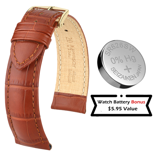 HIRSCH Duke Alligator Grain Calf Leather Watchband + Bonus Battery - Picture 40 of 87