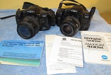 2 MINOLTA MAXXUM 400si 35mm Camera Lot 35-70mm, Quantaray 35-80mm Lenses J025