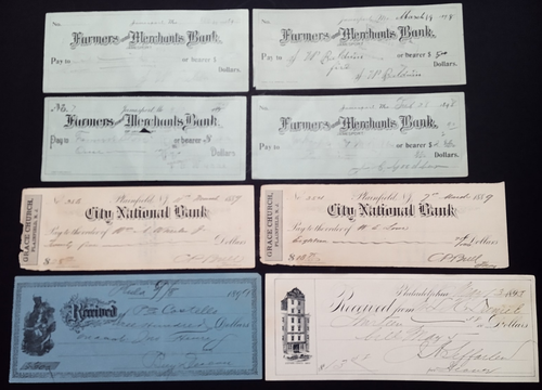 Antique Canceled Checks 1800's (8) - Bild 1 von 9