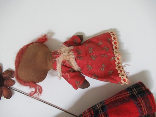 Nimble Fingers folk PRIMITIVE raggedy ann 6" & 9" doll artist signed - Picture 6 of 9