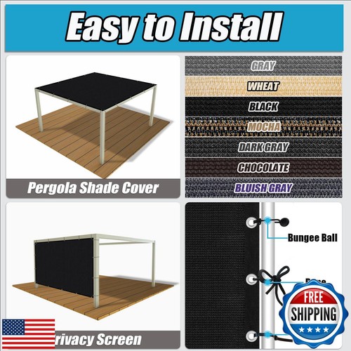 Amagenix 90% Shade Fabric Sun Shade Cloth with Grommets, 8' x 12' Pergola Rep - Picture 4 of 5