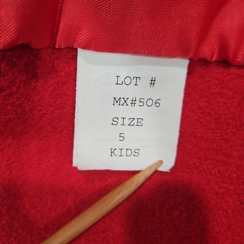 Stephanie Matthews Girls 100% Wool Red Jacket Coat Black Velvet Size 5 Long Hood - Picture 11 of 16