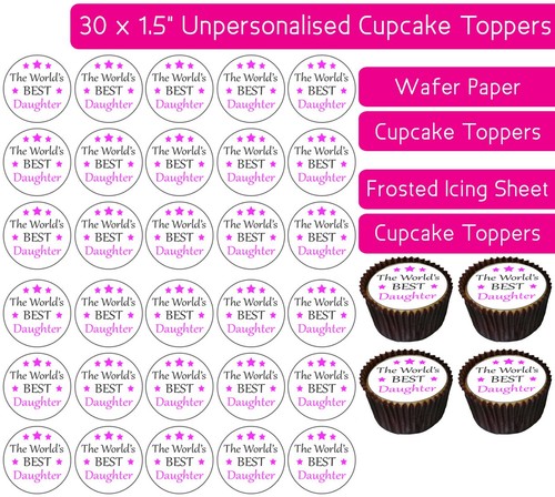 Weltbeste Tochter Cupcake Topper Essbar Glasur Oblate Dekor Party Liebe Familie - Bild 2 von 10
