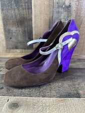 Vintage Marc Jacobs Purple & Brown Wedge Shoes Size 38.5 Made In Italy