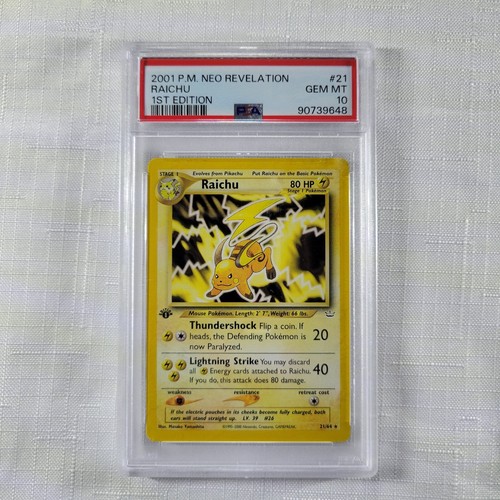 🔥 Pokemon TCG 🔥 Raichu #21 WOTC Neo Revelation 1st Edition 🔥 PSA 10 GEM MT 🔥 - Picture 3 of 4