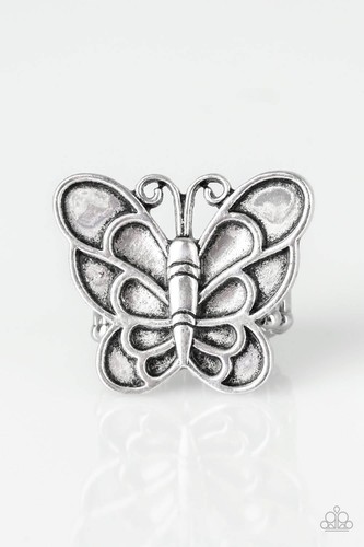 Paparazzi Sky High Butterfly 🦋Silver 🦋 Ring ~  NWT 💕 LQQK 🦋 - Afbeelding 4 van 4