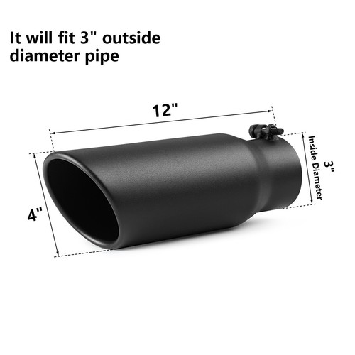 Exhaust Tip 3" Inlet 4" Outlet Black Bolt-On Diesel Muffler Tip Truck Tailpipe - Picture 2 of 7