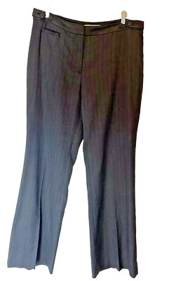 LOFT Pants Women s Size 14 Kate Gray Stripe Wide Flare Leg Y2K Career Office 