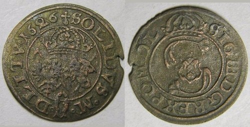 Elfe Litauen Großherzogtum unter Polen 1 Schilling 1626 Ritter Pferd