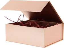 Rose Gold Magnetic Empty Gift Box,7.8X7X3.1 Inches Gift Boxes with Lids,Groomsme