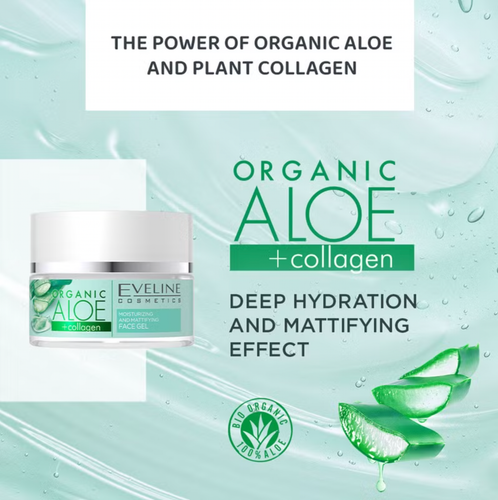 Eveline Cosmetics Organic Aloe + Collagen Moisturizing & Matting Face Gel Cream - Picture 3 of 9