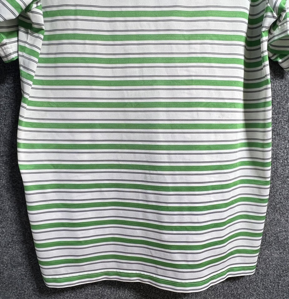 Adidas Golf Polo Shirt Green White Cannonball Striped Men's L eBay