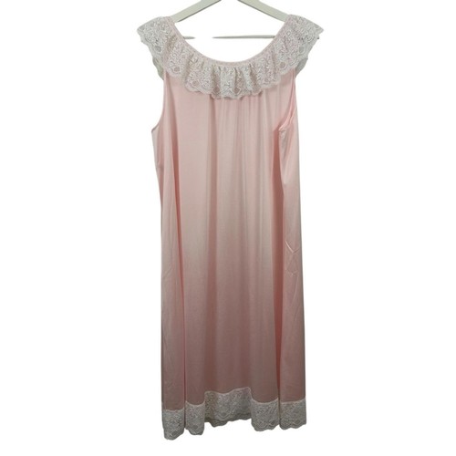 Vintage Shadowline Pink Nightgown Women's Size L - Picture 2 of 6