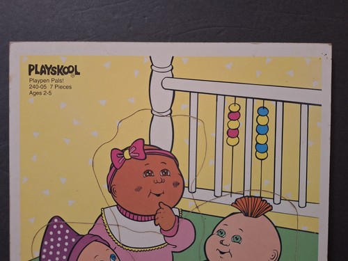 Vintage 1991 Playskool CABBAGE PATCH Playpen Pals! 7pc Wooden Tray Puzzle 240-05 - Picture 3 of 16