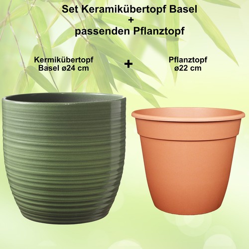 Set - Übertopf Bergamo + Kunststoffpflanztopf - Bild 25 von 28