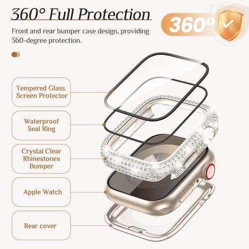 1x/2x Para Apple Watch Series 10 9 8 7 6 5 4 SE Estuche Ultra Diamante con Película de Pantalla - Imagen 60 de 68