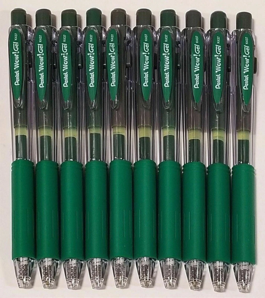 NEW Pentel WOW! Retractable Gel Pen GREEN INK, BULK 144-pcs, Medium .7mm,  K437-D