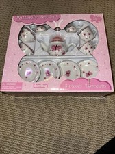 Porcelain Butterfly Tea Set Complete In Box Pink Toy 13 Piece Never Opened