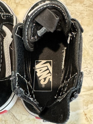 Vans SK8-Hi Top Zip Black / White Toddlers Skate Shoes Sneakers Size 7 - Picture 13 of 16