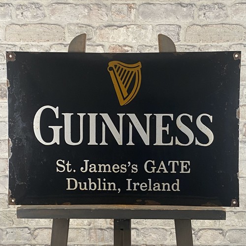 GUINNESS Emailschild 23,6x15,7" (60x40cm) Trinken Bier Getränk Kneipe Retro a...