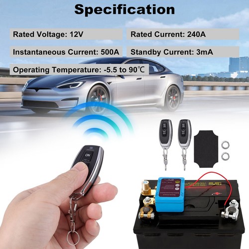 Remote Battery Disconnect Switch Battery Kill Switch 12V 240A for Auto RV ATV US - Foto 25 di 32
