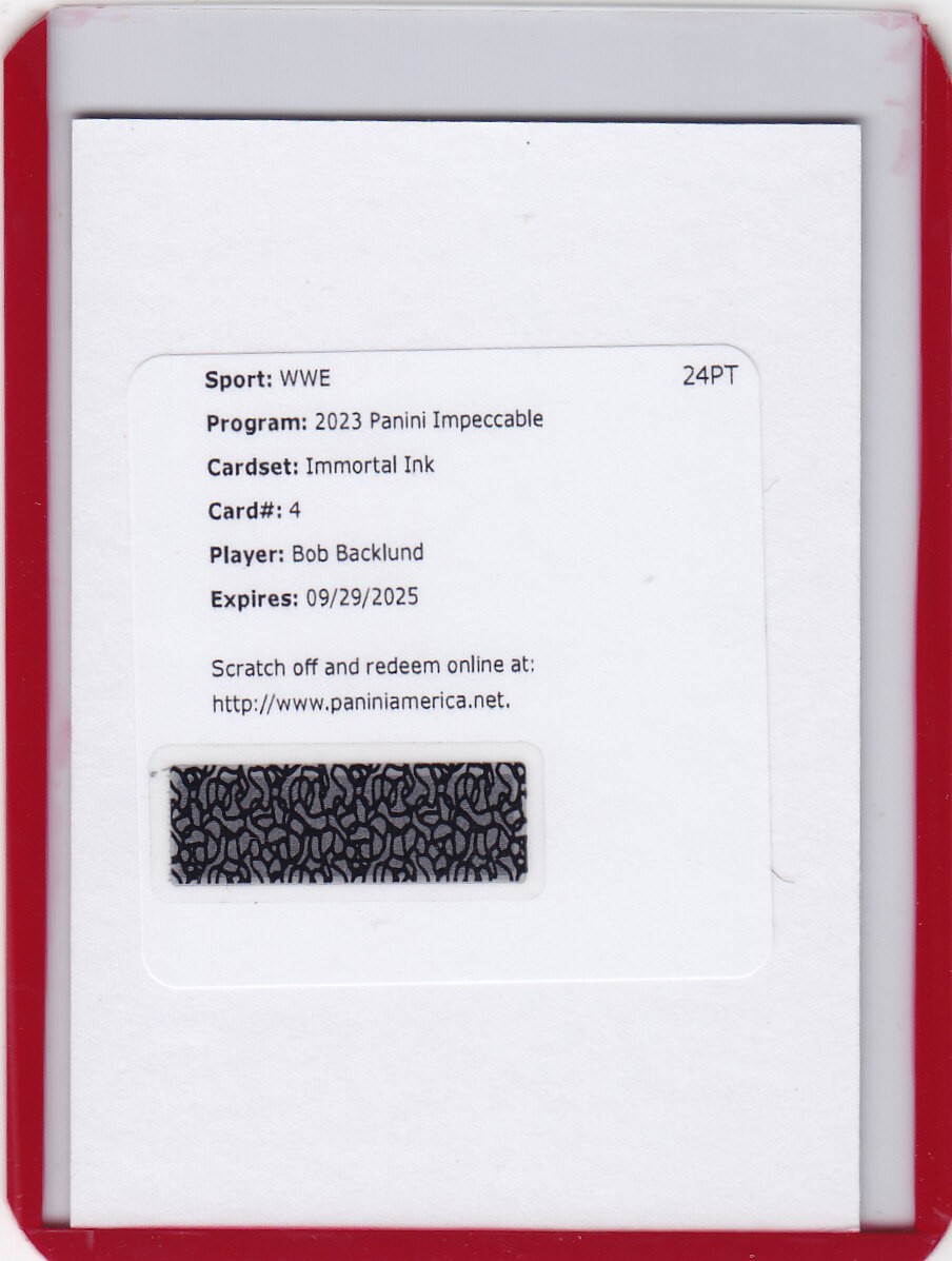 Bob Backlund 2023 Panini Impeccable WWE Immortal Auto