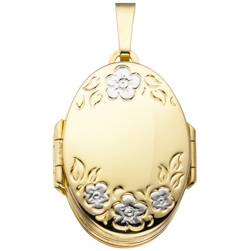 JOBO Medaillon oval mit Blumen Muster 333 Gold Gelbgold zum Öffnen für 6 Fotos - Bild 1 von 5