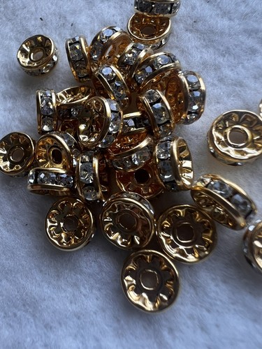 17Pc Clear Czech crystal In Gold Plated Rondel Spacer Bead 8 By 3.4mm (c1212) - Picture 8 of 8