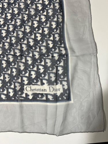 Authentischer Vintage Christian Dior dunkelblau 100 % Seide Schal (Mic3006) - Bild 2 von 13